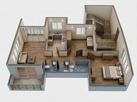 Floor plan of 2 BHK 576 Sq. Ft. Apartment in Konnark Astra, Navi Mumbai