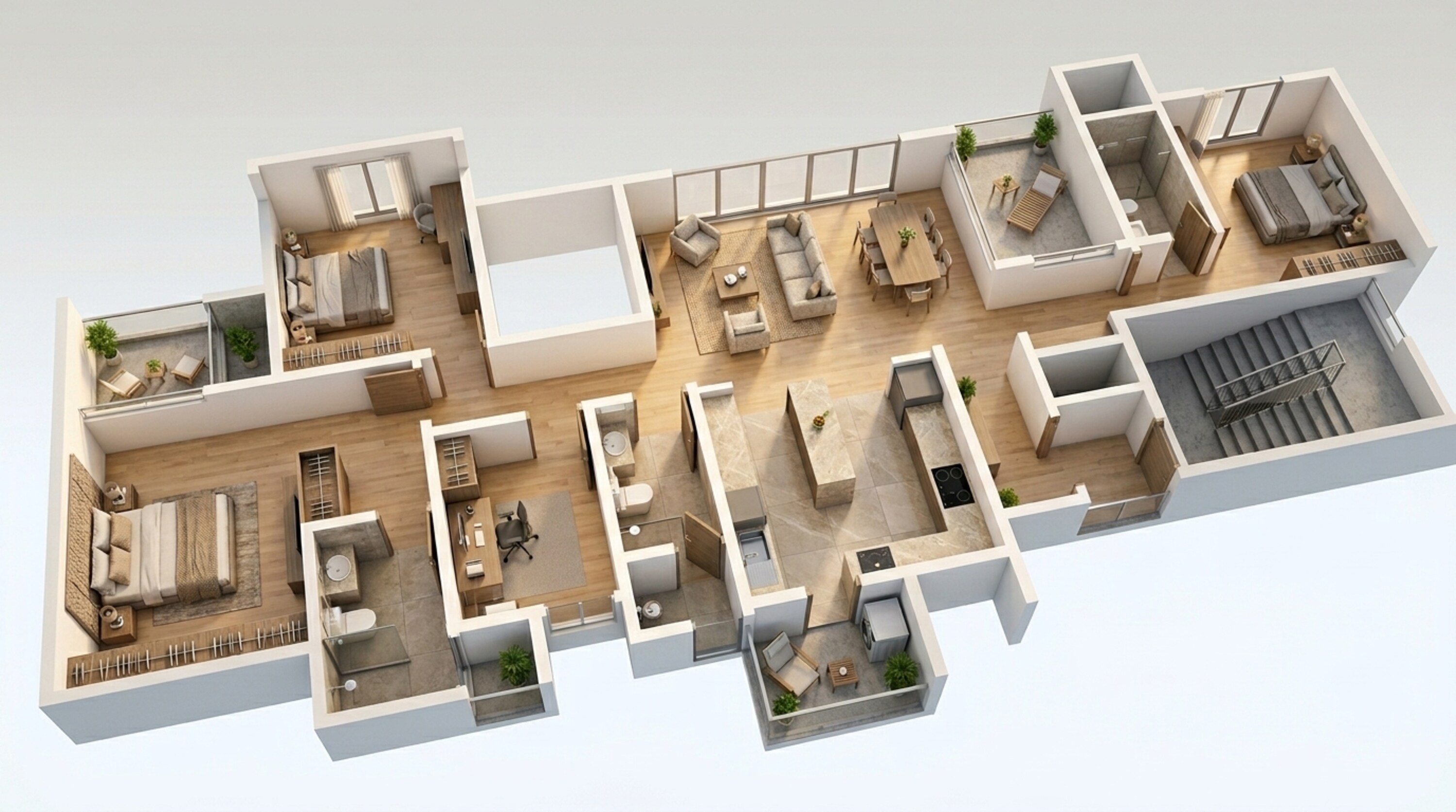 Floor plan of 3 BHK 2278 Sq. Ft. Apartment in Bricks The Earthscape, Bangalore
