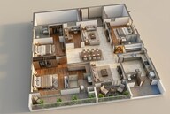 Floor plan of 3 BHK 2850 Sq. Ft. Apartment in Fortune Suraj Bhan Grande, Hyderabad