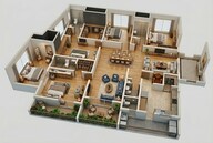 Floor plan of 4 BHK 3303 Sq. Ft. Apartment in Fortune Suraj Bhan Grande, Hyderabad