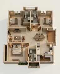 Floor plan of 3 BHK 1665 Sq. Ft. Apartment in Rajapushpa Sierra, Hyderabad