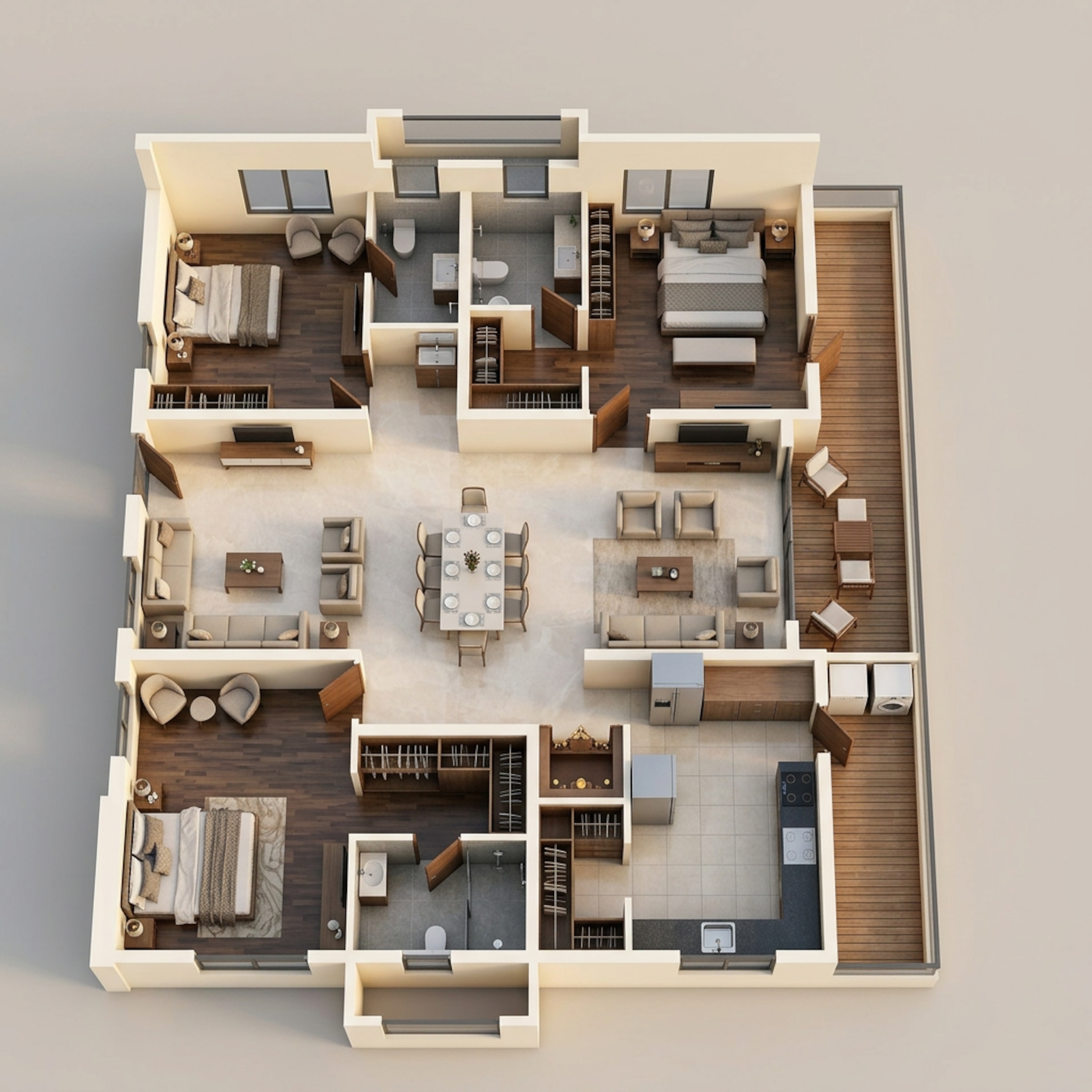 Floor plan of 3 BHK 2555 Sq. Ft. Apartment in Rajapushpa Sierra, Hyderabad