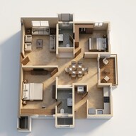 Floor plan of 2 BHK 1295 Sq. Ft. Apartment in Rajapushpa Sierra, Hyderabad