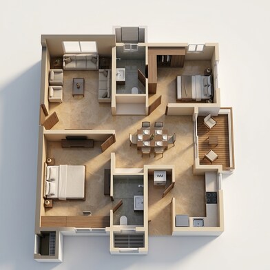 Floor plan of 2 BHK 1295 Sq. Ft. Apartment in Rajapushpa Sierra, Hyderabad