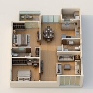 Floor plan of 2 BHK 1073 Sq. Ft. Apartment in Palladium Live Spaces, Bangalore