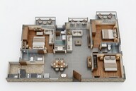 Floor plan of 3 BHK 1366 Sq. Ft. Apartment in Palladium Live Spaces, Bangalore