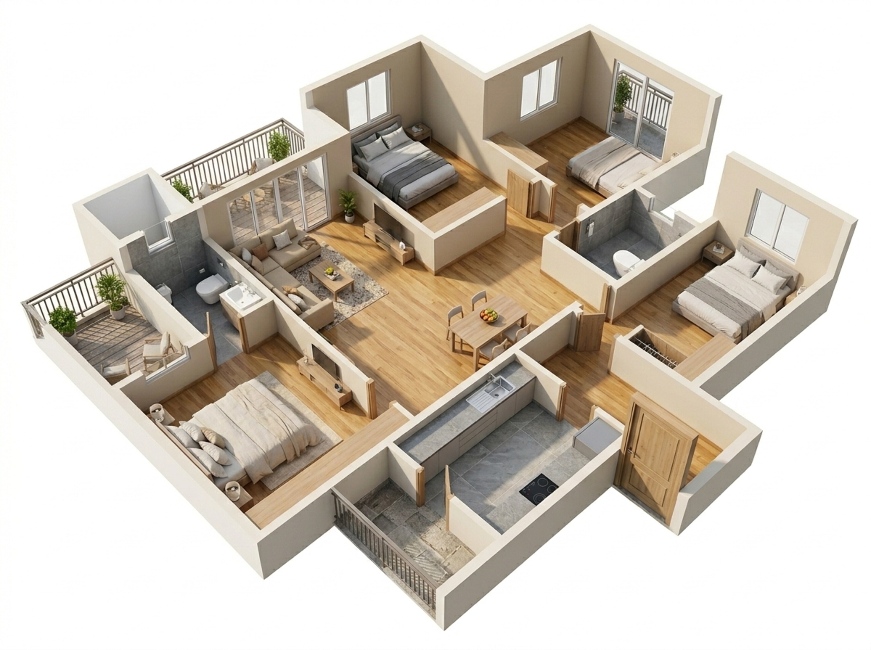 Floor plan of 3 BHK 1509 Sq. Ft. Apartment in TVS Emerald Auralis, Bangalore