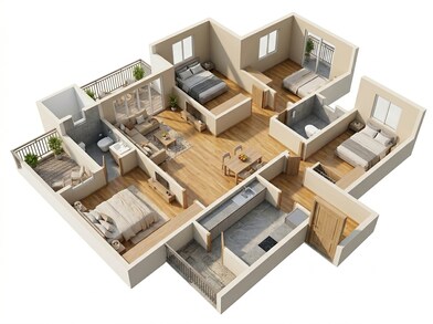 Floor plan of 3 BHK 1509 Sq. Ft. Apartment in TVS Emerald Auralis, Bangalore