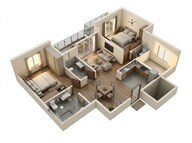 Floor plan of 2 BHK 1323 Sq. Ft. Apartment in Casagrand Estancia, Bangalore