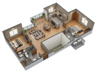 Floor plan of 2 BHK 1382 Sq. Ft. Apartment in Casagrand Estancia, Bangalore
