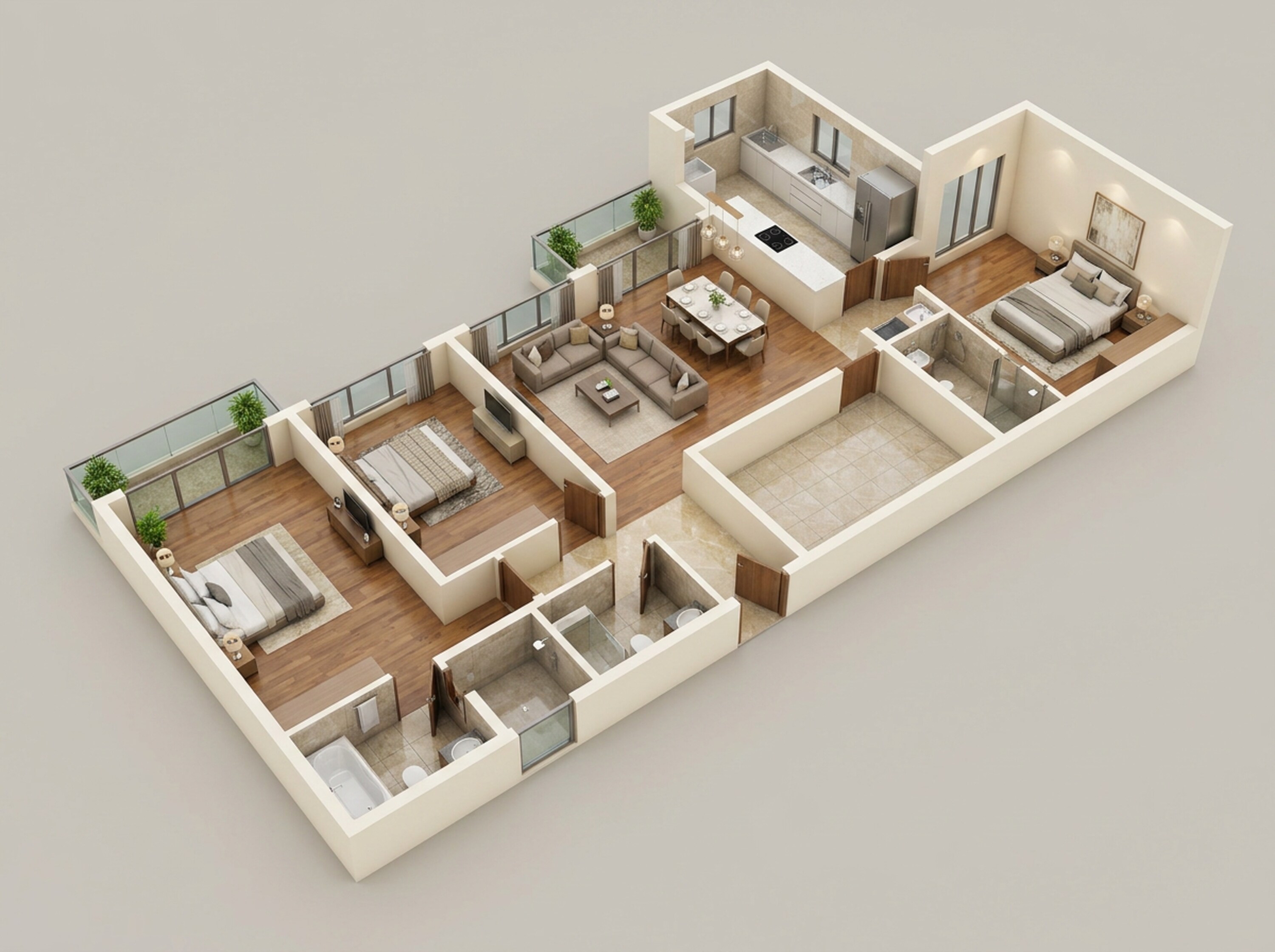 Floor plan of 3 BHK 1770 Sq. Ft. Apartment in Casagrand Estancia, Bangalore