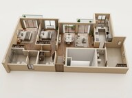 Floor plan of 3 BHK 1770 Sq. Ft. Apartment in Casagrand Estancia, Bangalore