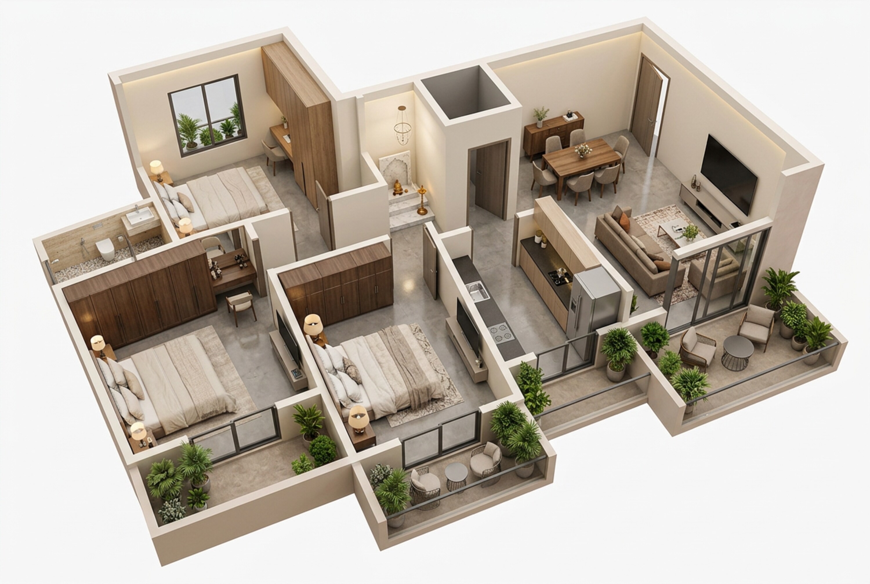 Floor plan of 2 BHK 584 Sq. Ft. Apartment in Cosmos Senenity, Palghar