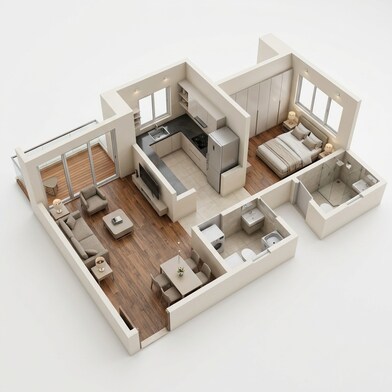Floor plan of 1 BHK 483 Sq. Ft. Apartment in Dinkar Empire, Thane