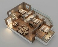 Floor plan of 3 BHK 1640 Sq. Ft. Apartment in T And T Atlas, Ghaziabad