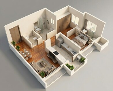 Floor plan of 1 BHK 453 Sq. Ft. Apartment in Vihang Avaana, Thane