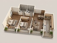 Floor plan of 2 BHK 624 Sq. Ft. Apartment in Vihang Avaana, Thane