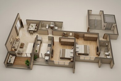 Floor plan of 2 BHK 710 Sq. Ft. Apartment in Kolte Patil Serenova, Mumbai