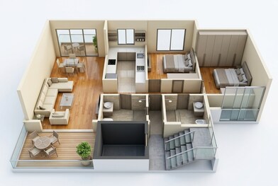 Floor plan of 2 BHK 579 Sq. Ft. Apartment in Kolte Patil Serenova, Mumbai