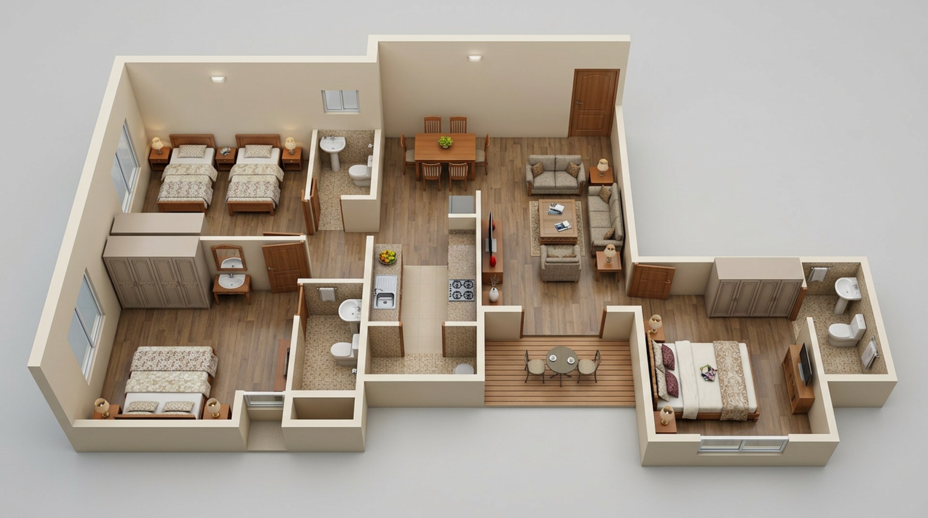 Floor plan of 3 BHK 1203 Sq. Ft. Apartment in Ranjekar Rakhi, Pune