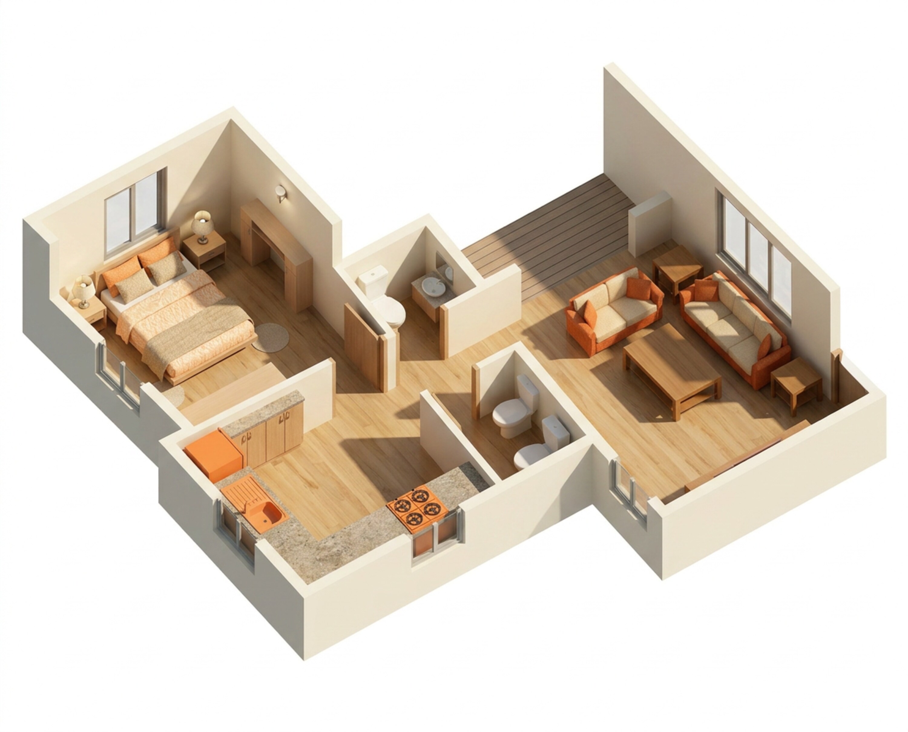 Floor plan of 1 BHK 512 Sq. Ft. Apartment in Ranjekar Rakhi, Pune
