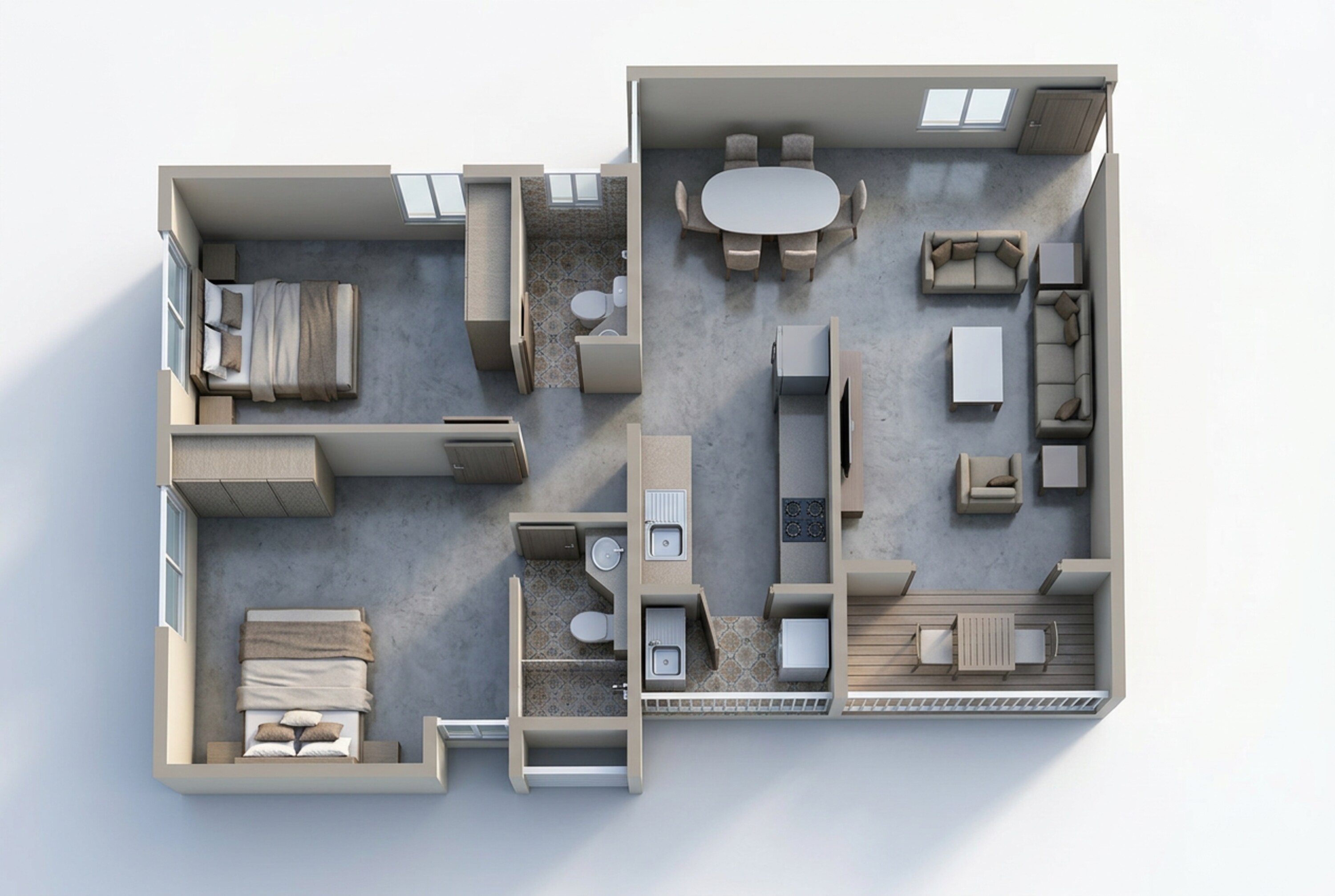 Floor plan of 2 BHK 1002 Sq. Ft. Apartment in Ranjekar Rakhi, Pune