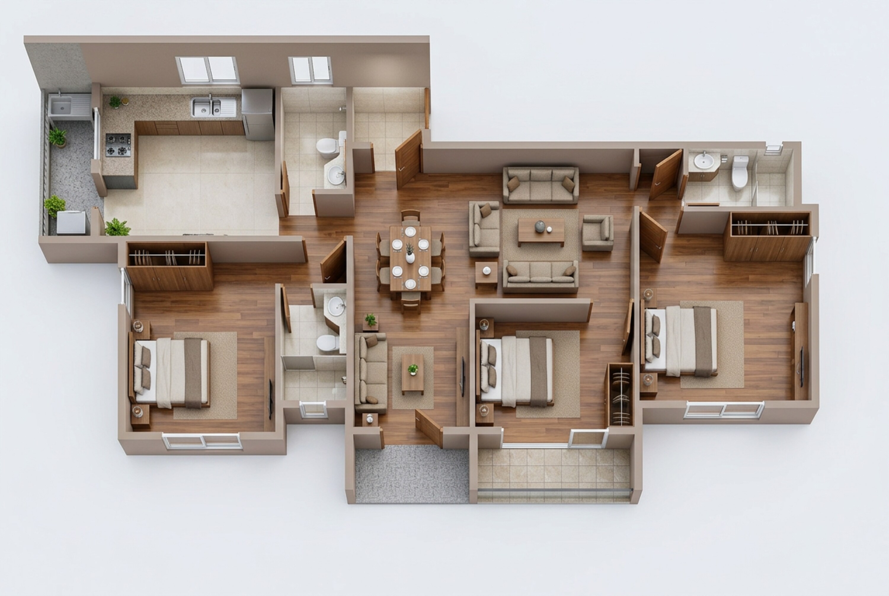 Floor plan of 3 BHK 1314 Sq. Ft. Apartment in Ranjekar Rakhi, Pune