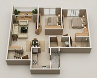 Floor plan of 2 BHK 800 Sq. Ft. Apartment in Kohinoor Saras Nagar, Pune