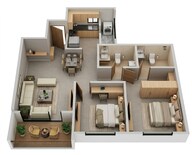 Floor plan of 2 BHK 850 Sq. Ft. Apartment in Kohinoor Saras Nagar, Pune