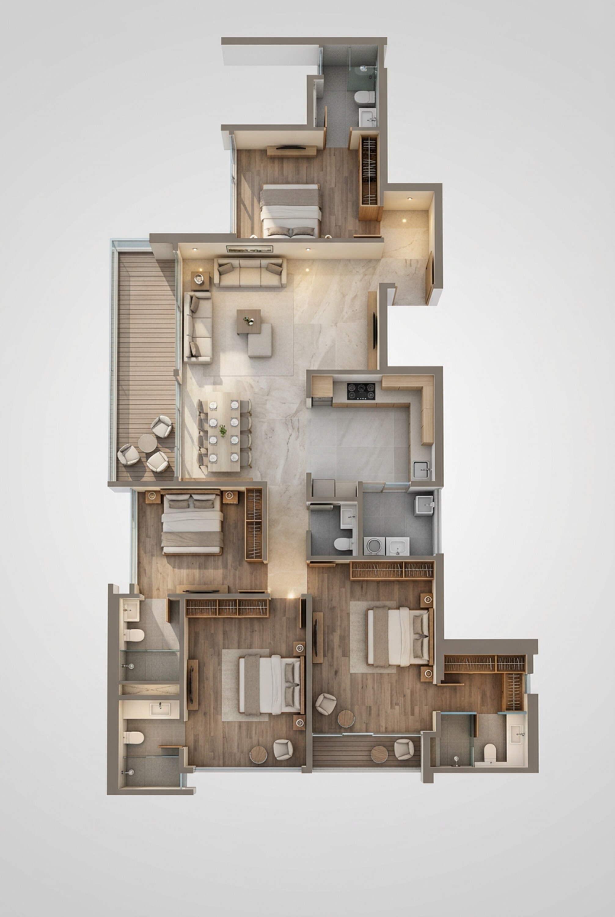 Floor plan of 4 BHK 1855 Sq. Ft. Apartment in ANP Privado, Pune