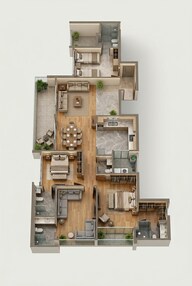 Floor plan of 4 BHK 1855 Sq. Ft. Apartment in ANP Privado, Pune