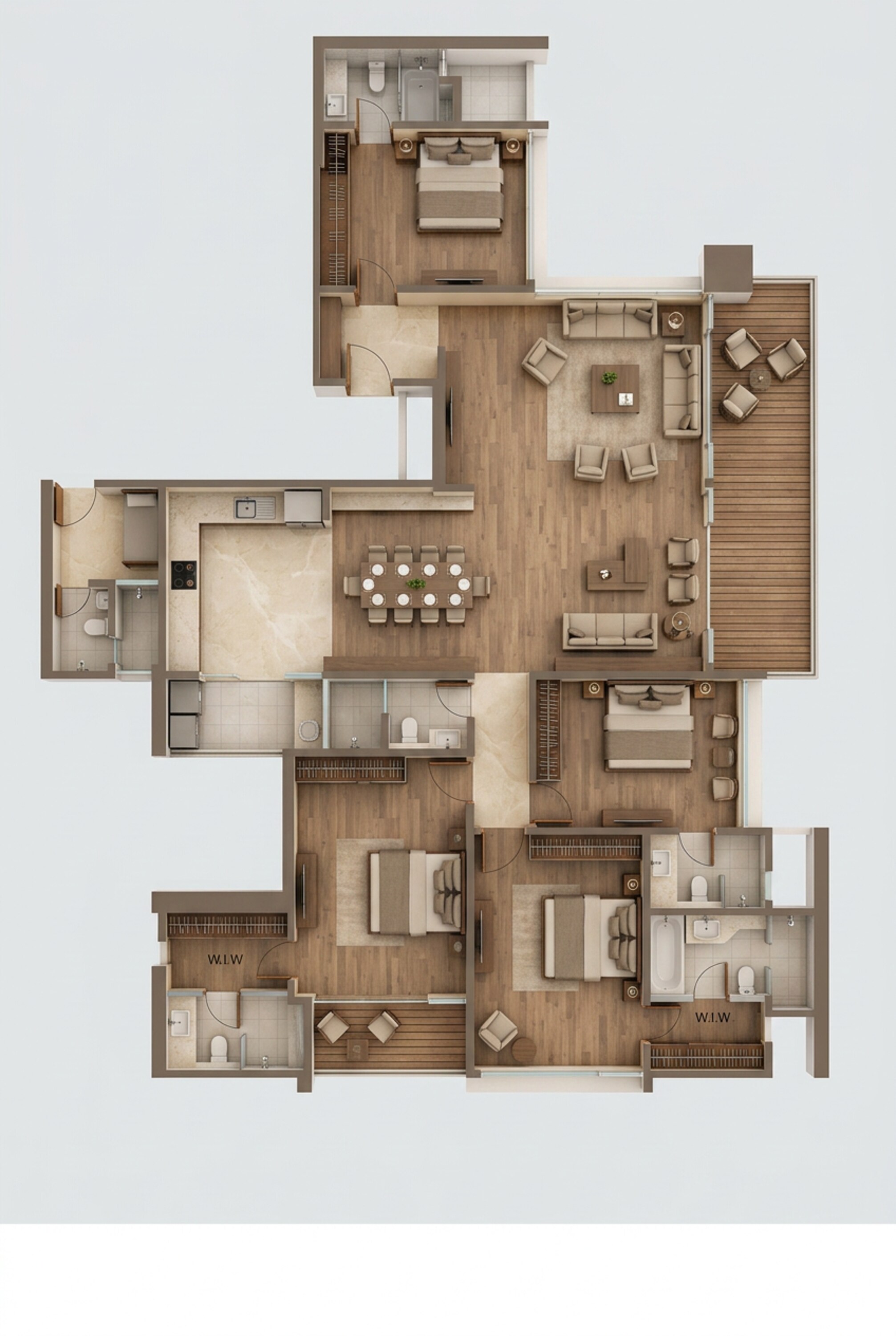 Floor plan of 4 BHK 2306 Sq. Ft. Apartment in ANP Privado, Pune