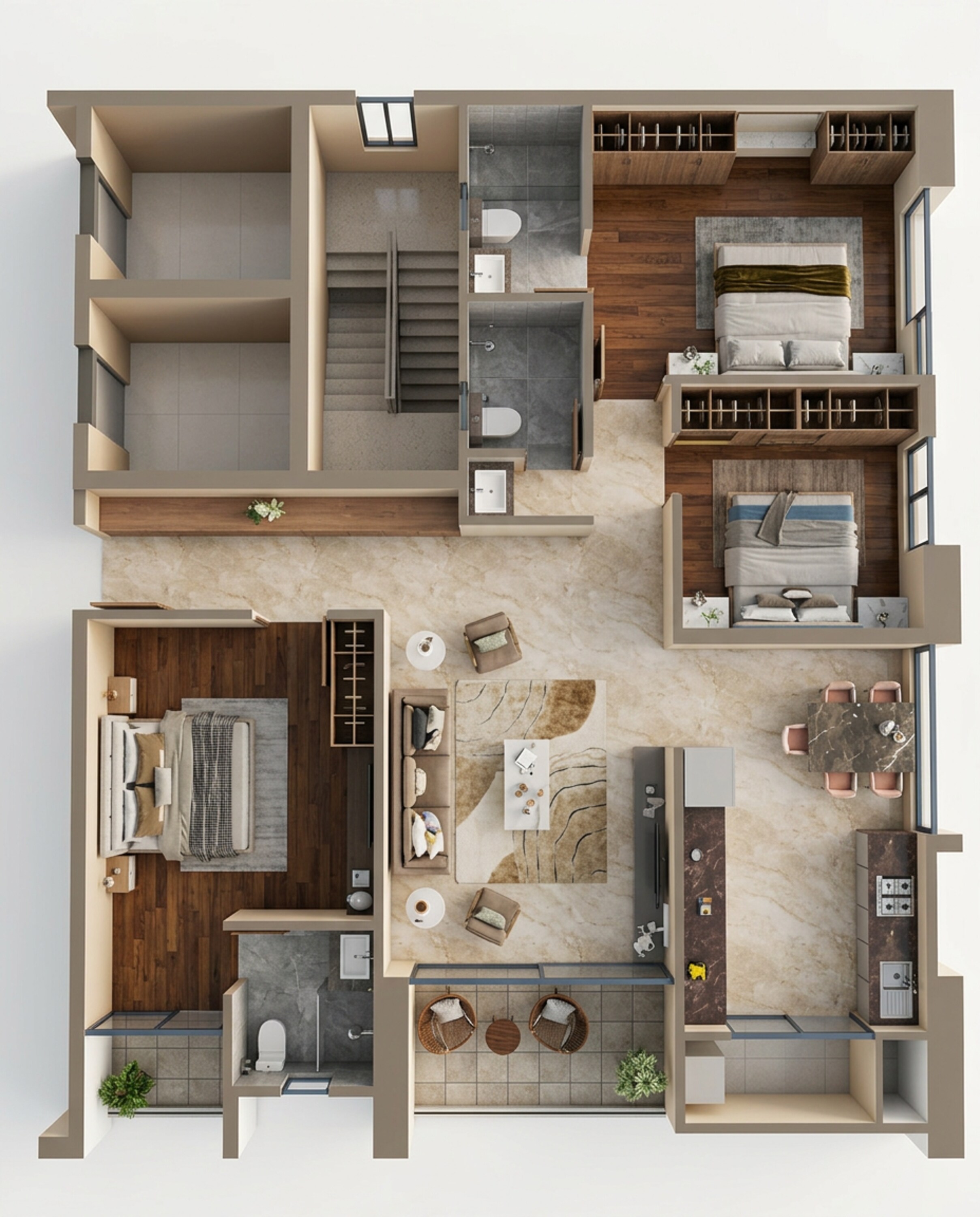 Floor plan of 3 BHK 1593 Sq. Ft. Apartment in Majestique Krutarth, Pune