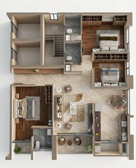 Floor plan of 3 BHK 1593 Sq. Ft. Apartment in Majestique Krutarth, Pune
