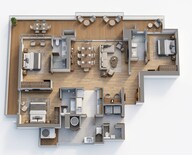 Floor plan of 3 BHK 2600 Sq. Ft. Apartment in BPTP Downtown 66, Gurgaon