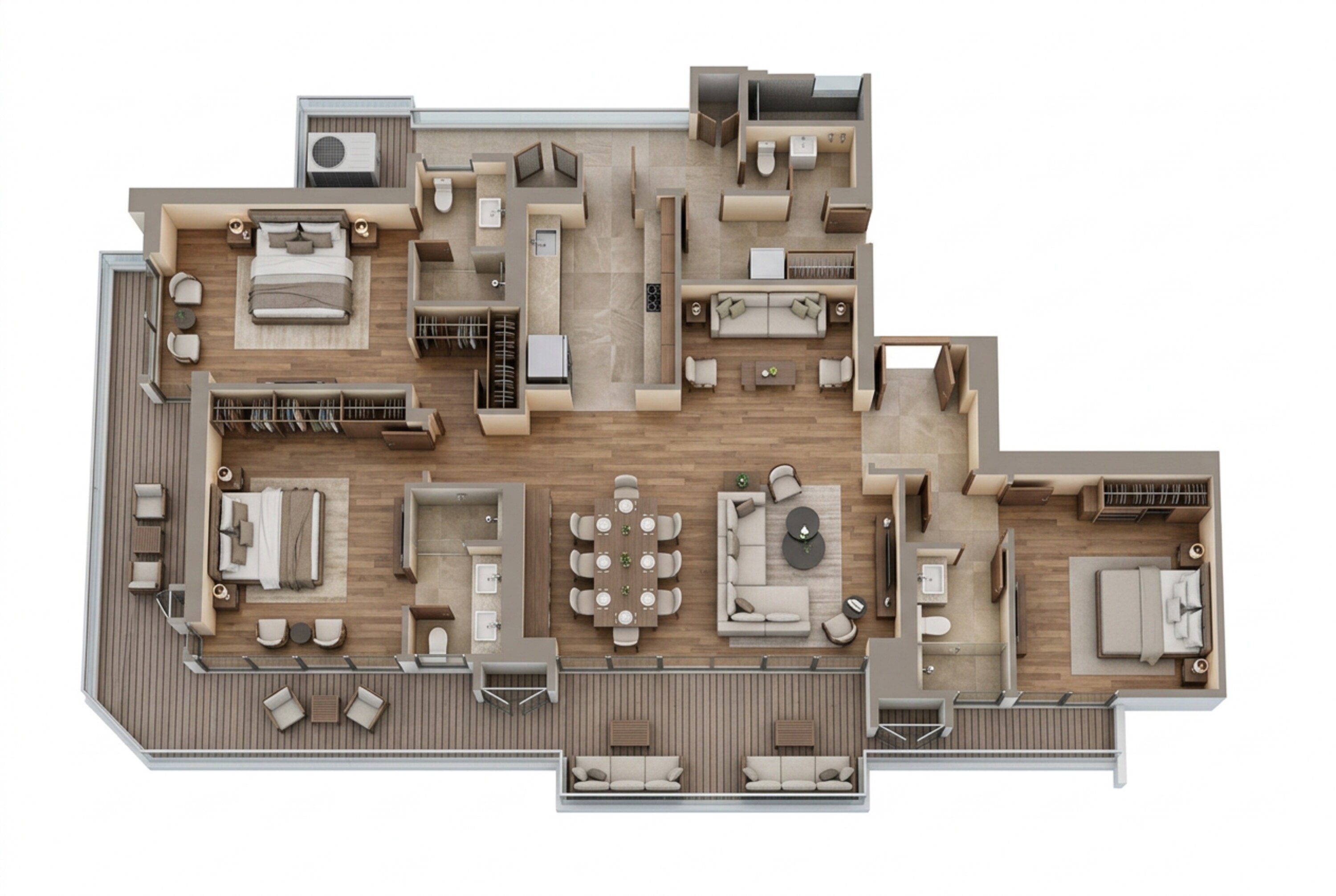 Floor plan of 4 BHK 3400 Sq. Ft. Apartment in BPTP Downtown 66, Gurgaon