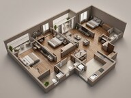 Floor plan of 3 BHK 920 Sq. Ft. Apartment in Kohinoor Royale Towers, Pune