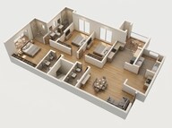 Floor plan of 3 BHK 1870 Sq. Ft. Apartment in Vaishnavi Krishna Brindavan, Bangalore