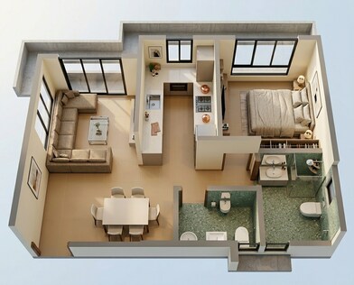 Floor plan of 1 BHK 427 Sq. Ft. Apartment in Adityaraj Springs, Mumbai