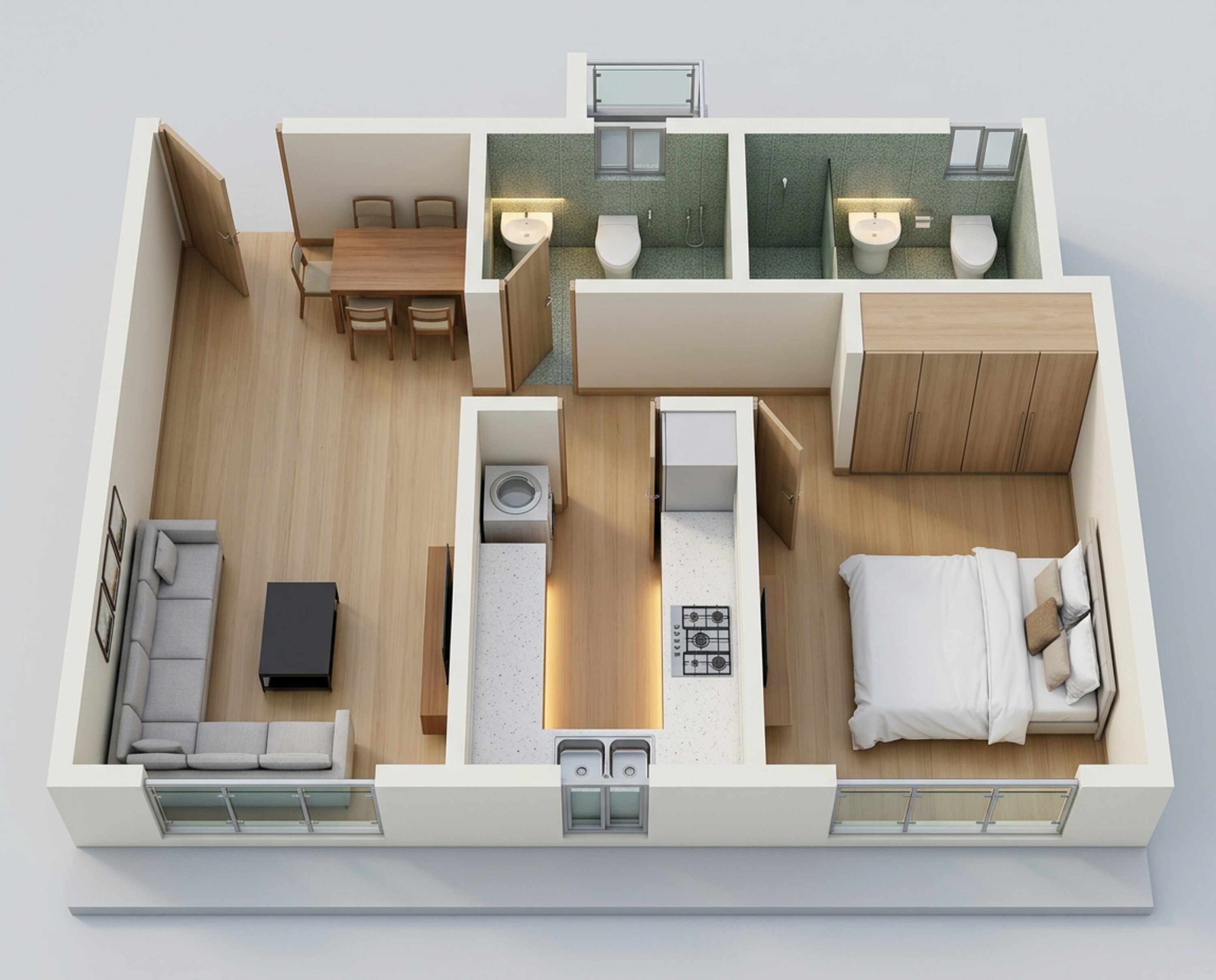 Floor plan of 1 BHK 443 Sq. Ft. Apartment in Adityaraj Springs, Mumbai