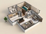 Floor plan of 1 BHK 493 Sq. Ft. Apartment in Ace Marvel, Mumbai
