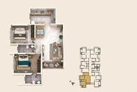 Floor plan of 2 BHK 781 Sq. Ft. Apartment in Ace Marvel, Mumbai