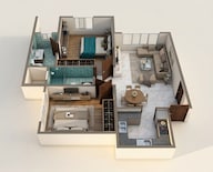 Floor plan of 2 BHK 660 Sq. Ft. Apartment in Ace Marvel, Mumbai