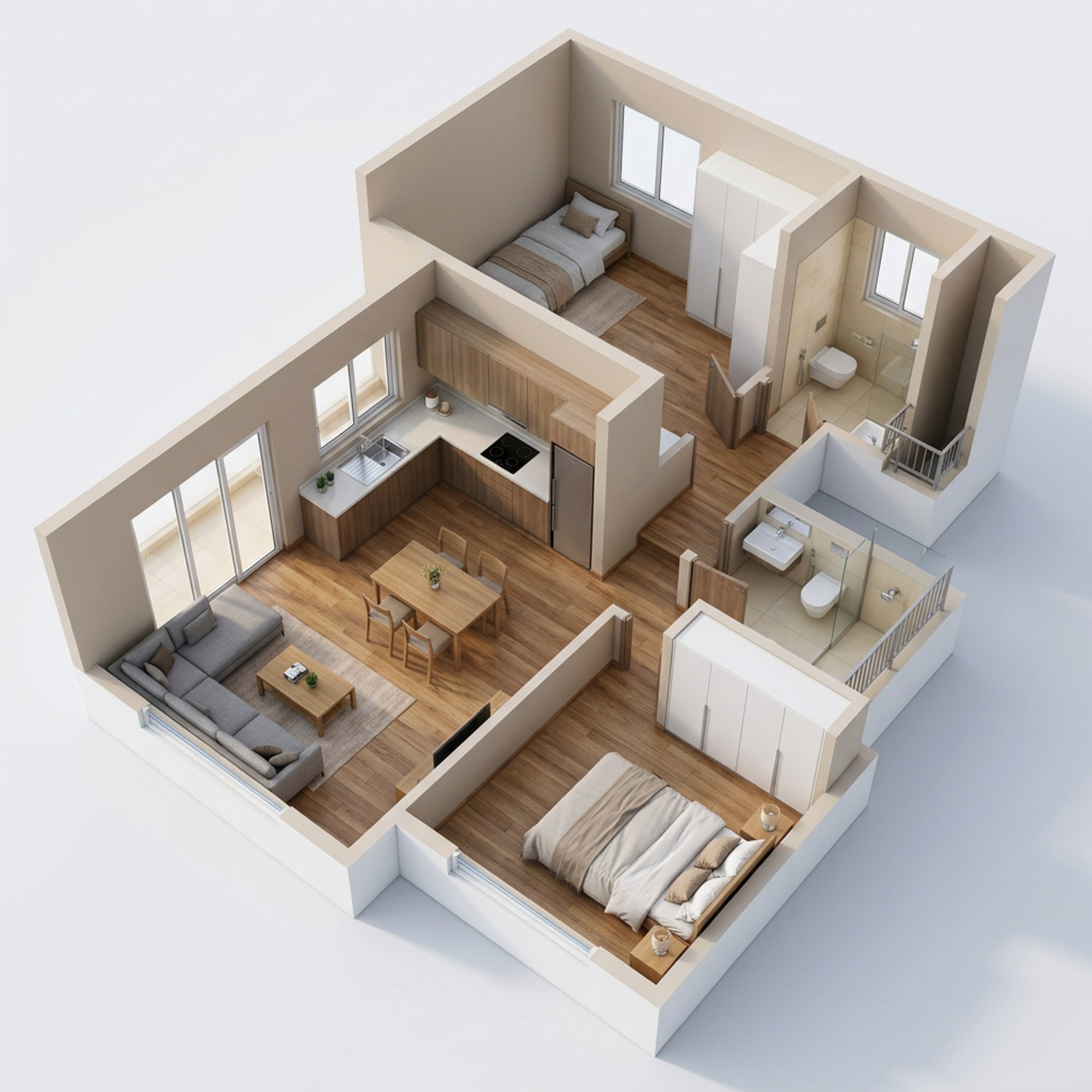 Floor plan of 2 BHK 659 Sq. Ft. Apartment in H Rishabraj Forest Front, Mumbai