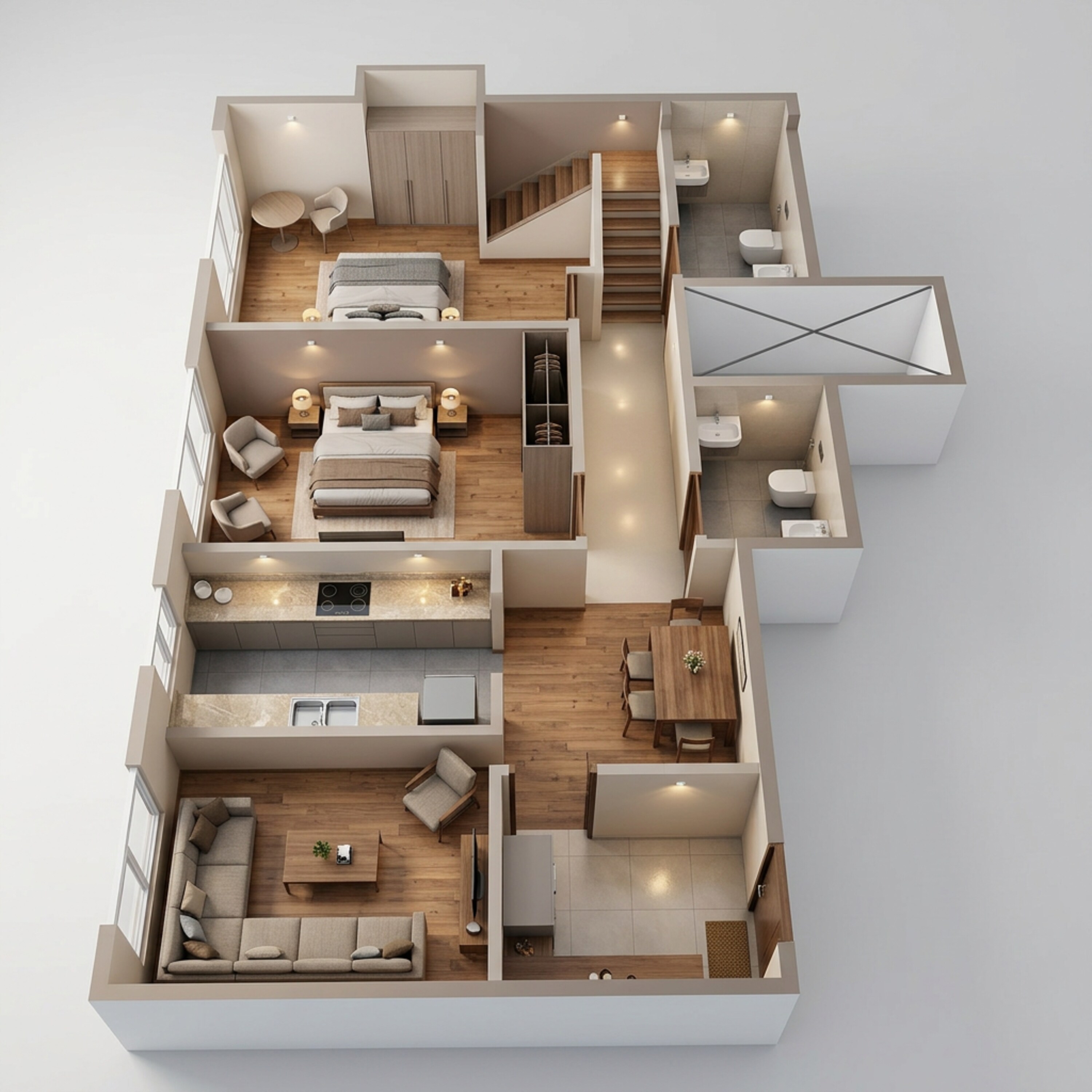 Floor plan of 2 BHK 664 Sq. Ft. Apartment in H Rishabraj Forest Front, Mumbai