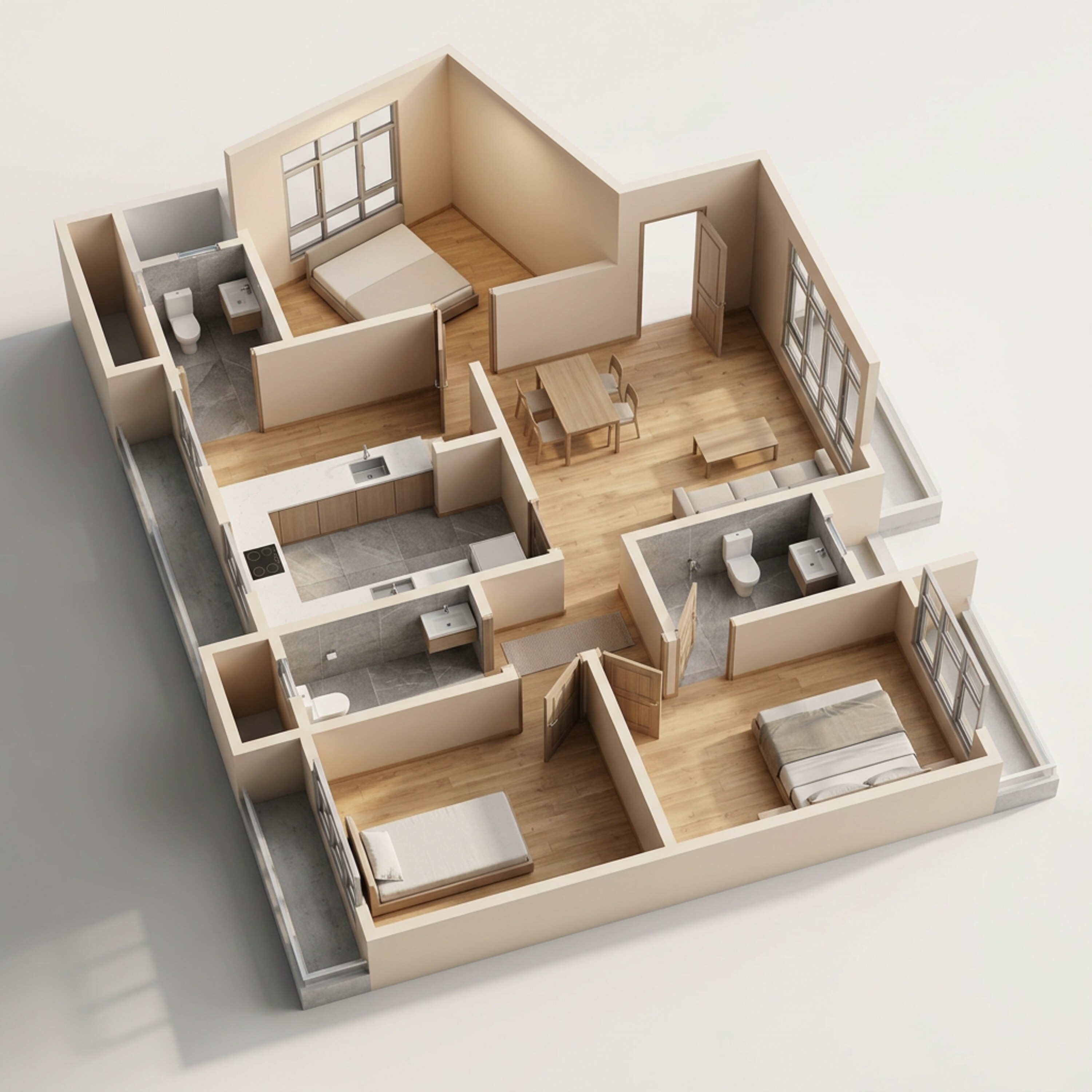 Floor plan of 3 BHK 1014 Sq. Ft. Apartment in H Rishabraj Forest Front, Mumbai