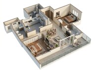 Floor plan of 2 BHK 1250 Sq. Ft. Apartment in Sobha Magnus, Bangalore