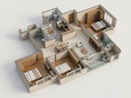 Floor plan of 3 BHK 1451 Sq. Ft. Apartment in Sobha Magnus, Bangalore