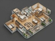 Floor plan of 3 BHK 1860 Sq. Ft. Apartment in Sobha Magnus, Bangalore