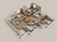 Floor plan of 3 BHK 2089 Sq. Ft. Apartment in Sobha Magnus, Bangalore